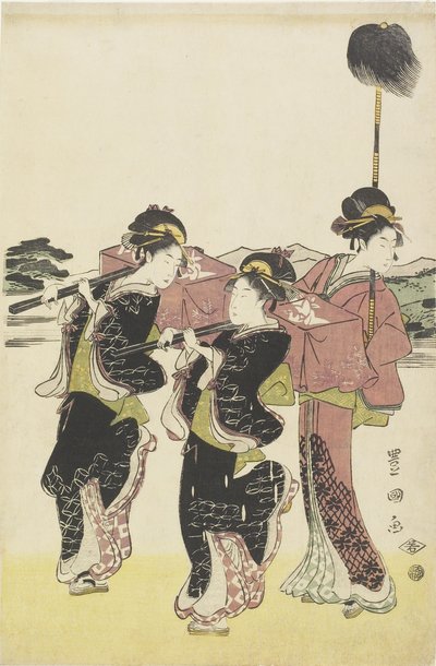 Oiran (High-class Courtesan) Travelling as a Mitate of Daimyo Procession by Utagawa Toyokuni